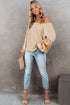Sequin Patchwork Sleeve Open Back Waffle Knit Top